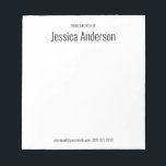 Bloc-note Du bureau de Noir et Blanc Votre nom<br><div class="desc">À partir du bureau de forme la ligne supérieure du texte affiché sur ce bloc-notes. La deuxième ligne de texte est plus grande pour le nom du destinataire. Il y a un petit texte noir en bas pour les informations de contact telles qu'une adresse e-mail et un numéro de téléphone....</div>