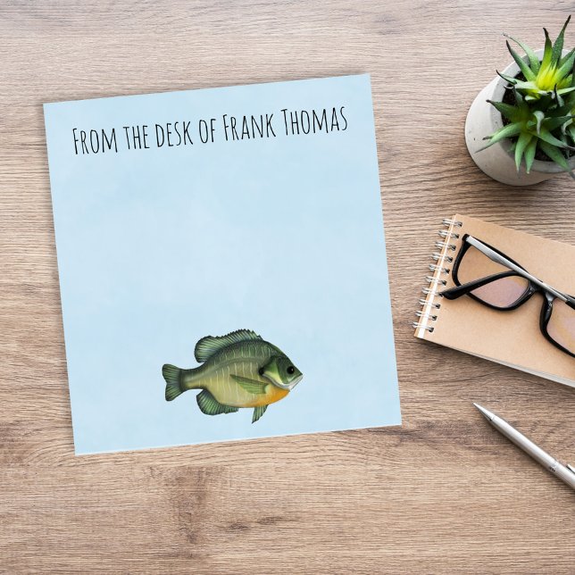 Bloc-note Du Bureau De Pêche Personnalisé (Fisherman watercolor Sunfish fish custom notepad )