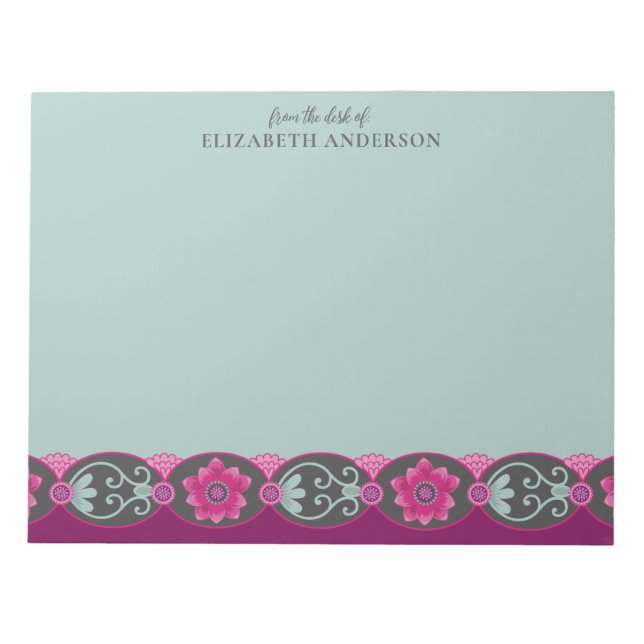 Bloc-note Du bureau de Pretty Teal Floral (Devant)