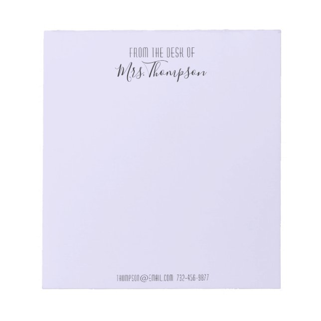 Bloc-note Du Bureau De Purple Nom Moderne Script (Devant)