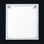 Bloc-note Du Bureau De | Smart All-American Personnalisé<br><div class="desc">Un bloc-notes élégant que vous pouvez personnaliser avec votre propre texte, y compris un nom. Le design comporte une bordure d'angle grecque avec des images de drapeau américain aquarelle (celles-ci ont été peintes à la main par moi avant d'être scannées sous forme numérique). . Vous pouvez modifier la couleur de...</div>