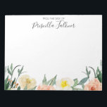 Bloc-note Du Bureau Des Fleurs D'Aquarelle De Pêche De Corai<br><div class="desc">Ce magnifique bloc-notes floral est fabuleux pour attirer l'attention de tous ceux à qui vous écrivez une note. Avec ses fleurs d'aquarelle de corail mou,  de pêche et de crème et ses polices de caractères modernes pour personnaliser votre nom,  ce bloc-notes apportera une touche merveilleuse à votre bureau.</div>