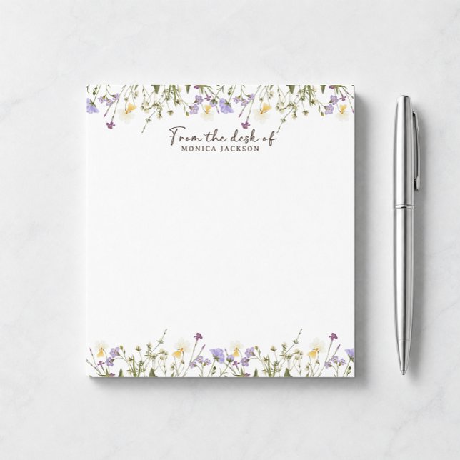 Bloc-note Du bureau des fleurs sauvages rustiques (Créateur téléchargé)