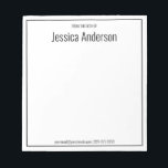 Bloc-note Du bureau du minimaliste noir blanc<br><div class="desc">Ce qui vient du bureau du bloc-notes a du texte d'affichage noir en haut. Il y a un grand texte d'affichage noir pour le nom du destinataire en haut. Il y a un texte noir plus petit en bas pour les informations de contact telles qu'une adresse e-mail et un numéro...</div>