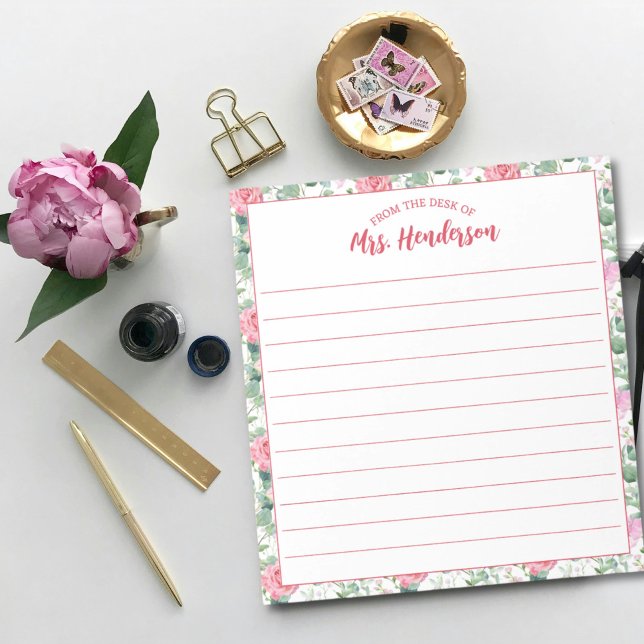 Bloc-note Du Bureau Du Modèle Floral Fille Mignonne (Créateur téléchargé)