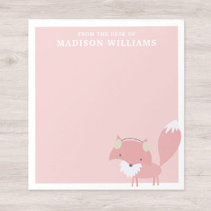 Bloc-note Du Bureau Du Nom Renard D'Hiver Rose