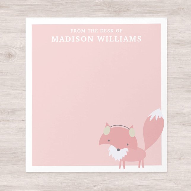 Bloc-note Du Bureau Du Nom Renard D'Hiver Rose (Créateur téléchargé)