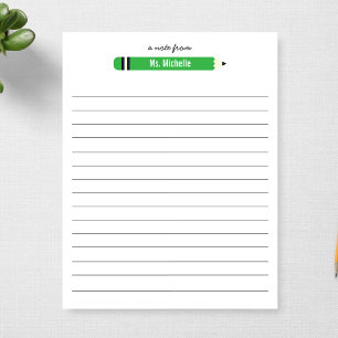 Bloc-note Du nom de l'enseignant Lined 11 x 8,5 Personnalisé