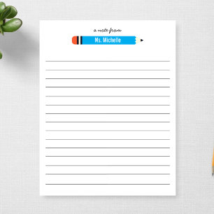 Bloc-note Du nom de l'enseignant Lined 11 x 8,5 Personnalisé