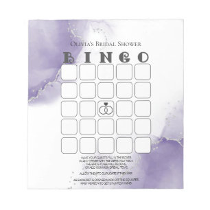 Bloc-note Dusty Amethyst Marble Fête des mariées Bingo