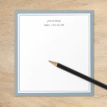 Bloc-note Dusty bleu minimaliste Monogramme cadeau enseignan<br><div class="desc">Design minimaliste moderne de bordure dans une variété de couleurs tendance. Personnalisez-le avec votre nom monogramme ou autre texte personnalisé. Utilisez les outils de conception pour choisir vos propres polices et couleurs arrière - plans. Idée cadeau mignonne et simple pour les enseignants ou papeterie personnelle pour toute personne qui aime...</div>
