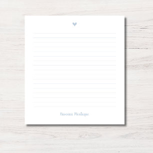 Bloc-note Dusty Blue Petit Cœur Nom Manuscrit Ligné