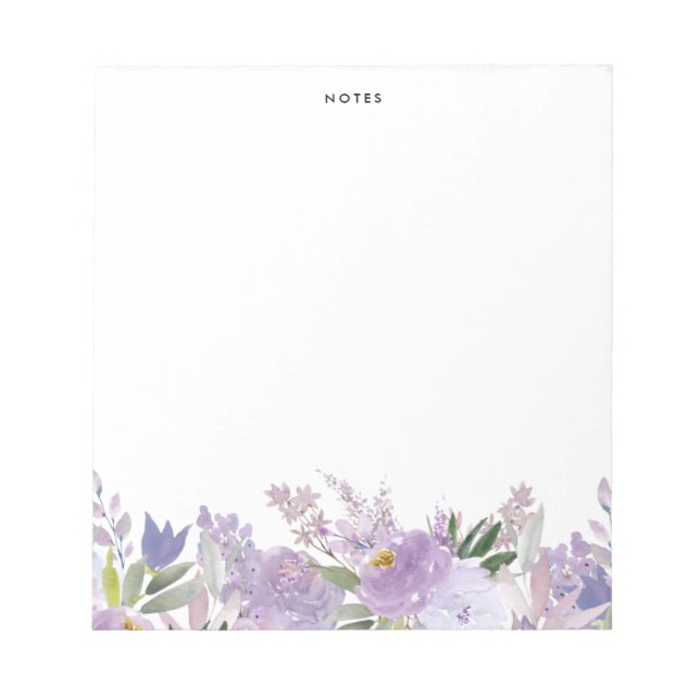 Bloc-note Dusty Purple Peonies et Roses Personnalisé (Devant)