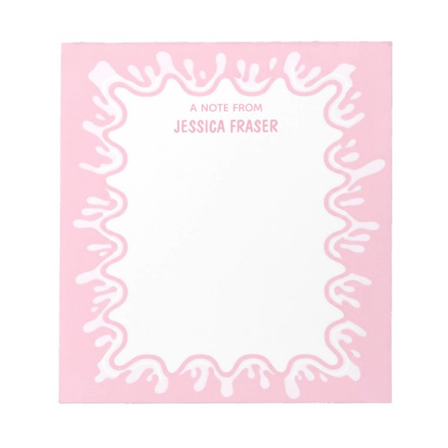 Bloc-note Éclaboussure de milkshake rose personnalisée (Devant)