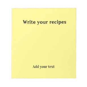 Bloc-note Écrire votre recette simple jaune modifiable