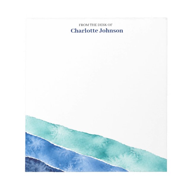 Bloc-note Écriture aquarelle personnalisée sur l'océan bleu (Devant)