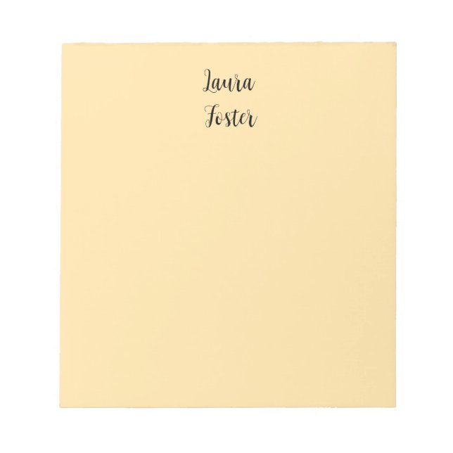 Bloc-note Écriture Classique Élégante Nom Couleur Beige (Devant)