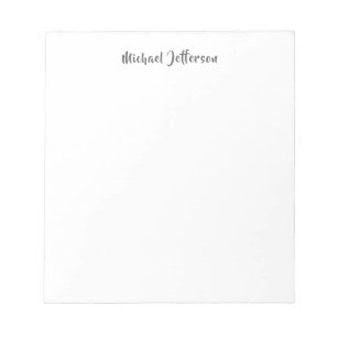 Bloc-note Écriture Classique Élégante Nom Noir Blanc