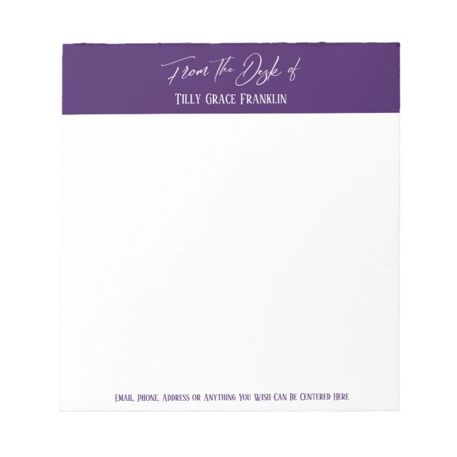 Bloc-note Écriture manuscrite du bureau de Deep Dark Purple (Devant)