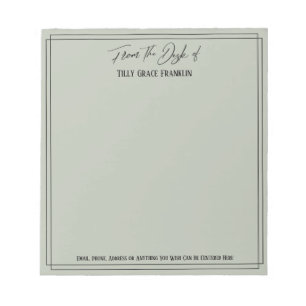 Bloc-note Écriture manuscrite du bureau de Sage simple et él