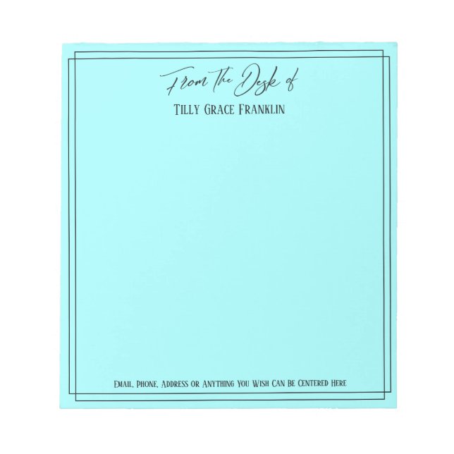 Bloc-note Écriture manuscrite du bureau de Simple Light Aqua (Devant)