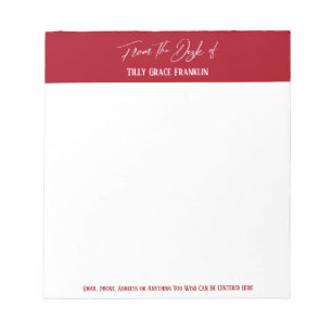 Bloc-note Écriture manuscrite du bureau du rouge foncé