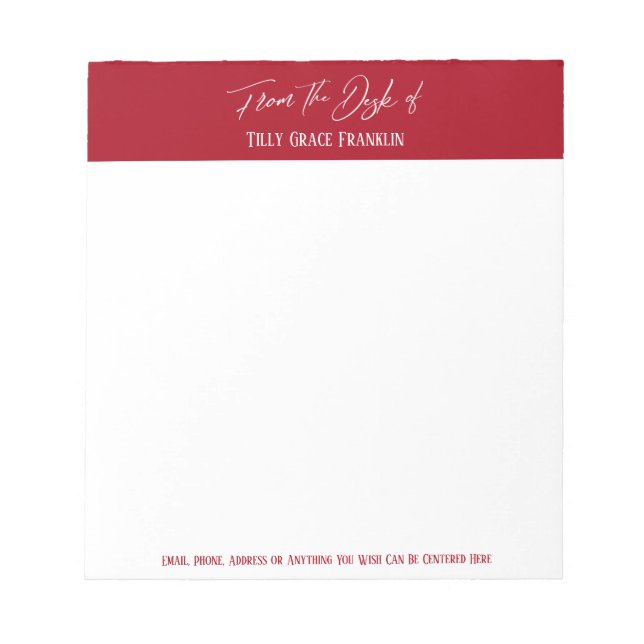 Bloc-note Écriture manuscrite du bureau du rouge foncé (Devant)