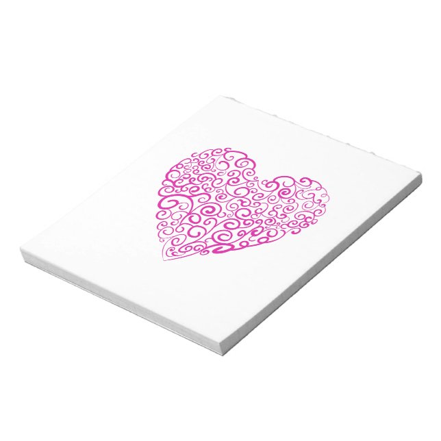 Bloc-note Écriture spirale coeur rose pour la Saint Valentin (Tourné)