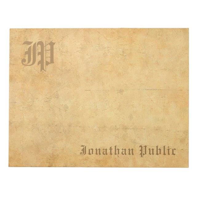 Bloc-note Écriture vintage Monogramme Modèle Élégant (Devant)