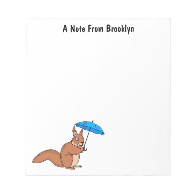 Bloc-note Écureuil rouge mignon avec dessin animé parapluie (Devant)