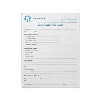 Bloc-note Editable Endodontic Treatment Progress Notepad