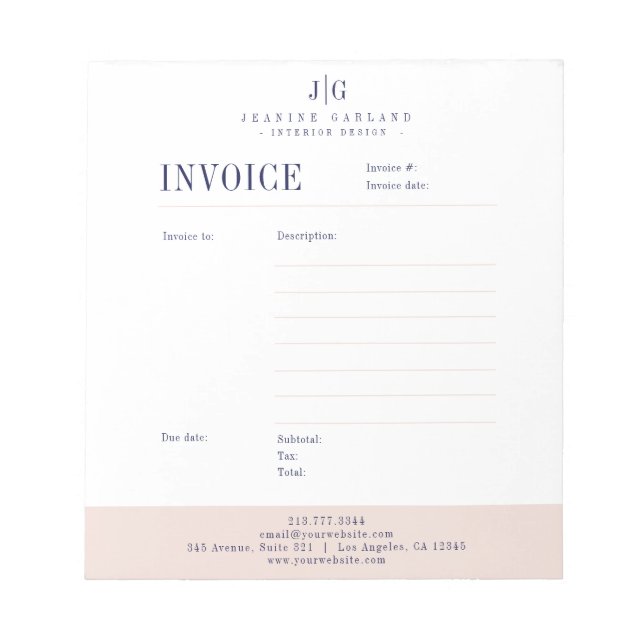 Bloc-note  Editable Professional Invoice Business Order Form (Devant)