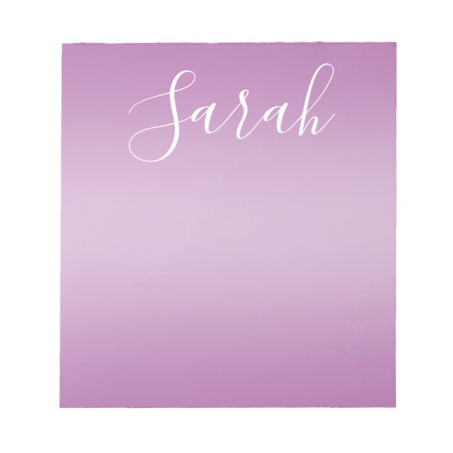 Bloc-note Editable Soft Mauve Ombre & White Text Script (Devant)