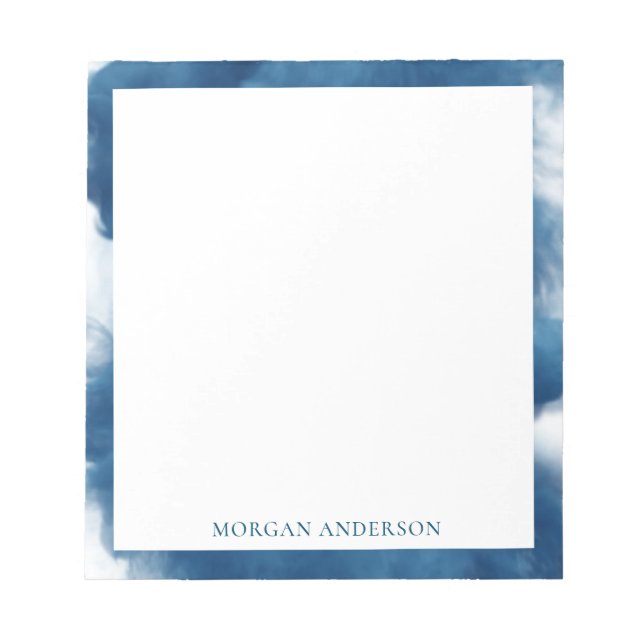 Bloc-note effet fumée bleu monogramme tendance (Devant)