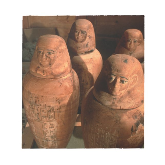 Bloc-note Egypte, jarres canopes de la 26e dynastie trouvées (Devant)