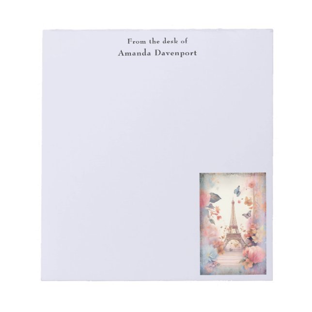 Bloc-note Eiffel Tower Butterflies and Flowers (Devant)