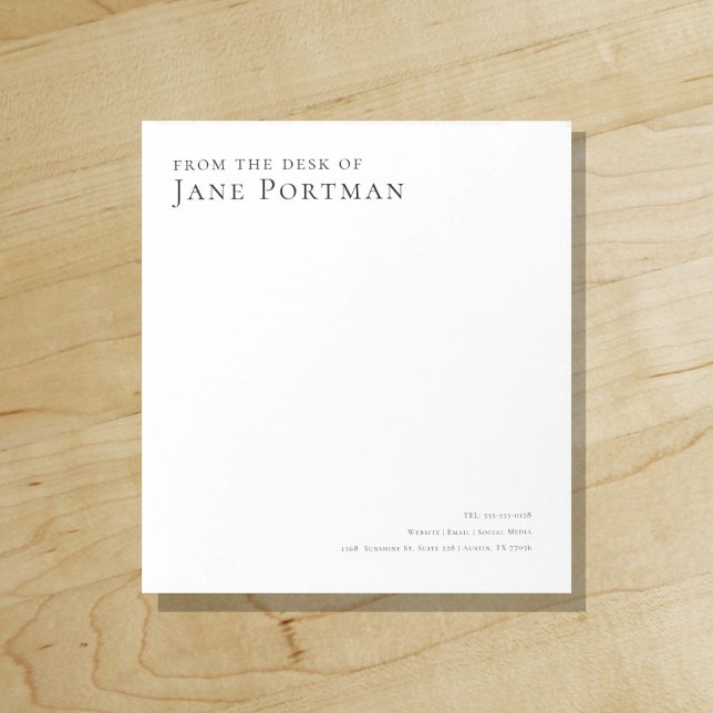 Bloc-note Élégance chic | Moderne | À partir du bureau de | ("Everyday is abundantly beautiful." 
Sincerely Best Wishes from Lucky Design World)