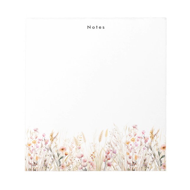 Bloc-note Élégant aquarelle boho floral personnalisé  (Devant)