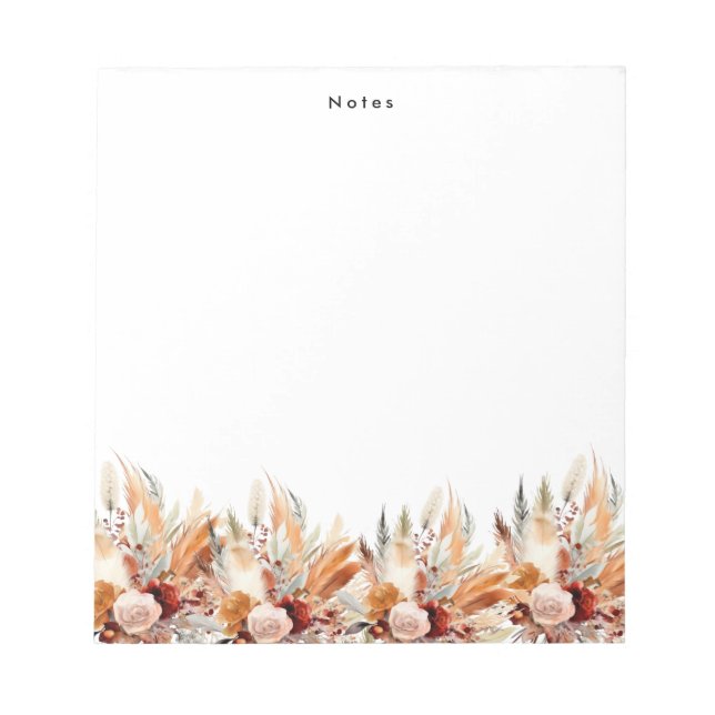 Bloc-note Elégant aquarelle Boho Floral Personnalisé (Devant)