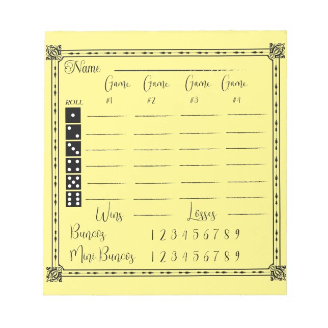 Bloc-note Élégant bloc de score bunco (Devant)