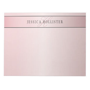 Bloc-note Elégant Blush Faux Rose Gold   Nom et initiales