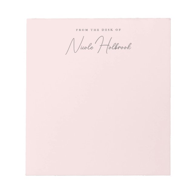Bloc-note Élégant Chic Script Name Blush Pink Personnalisé (Devant)