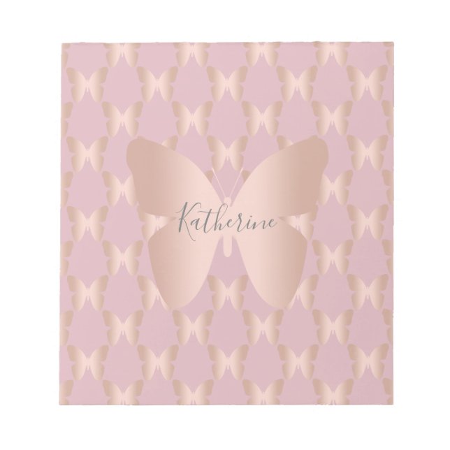 Bloc-note Elegant et rose gold butterfly design (Devant)