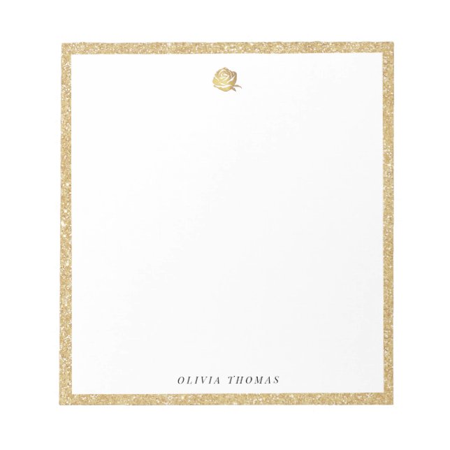 Bloc-note Elegant faux gold rose personalized Stationery (Devant)
