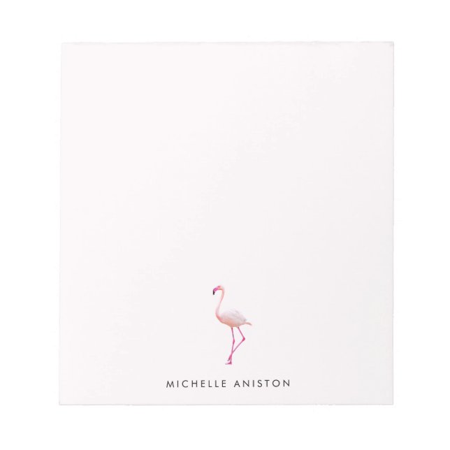 Bloc-note Elégant Flamant rose blanc rose personnalisé (Devant)