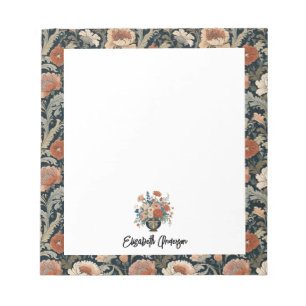 Bloc-note Élégant floral personnalisé sombre
