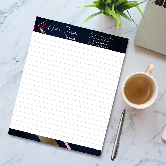 Bloc-note Elégant Gold Blue Rose Abstrait (Créateur téléchargé)