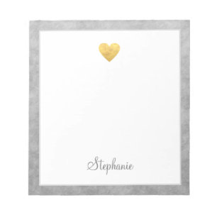 Bloc-note Elégant Gold Foil Heart Modern Script Personnalisé