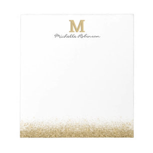 Bloc-note Elegant Gold Glitter Monogram Notepad