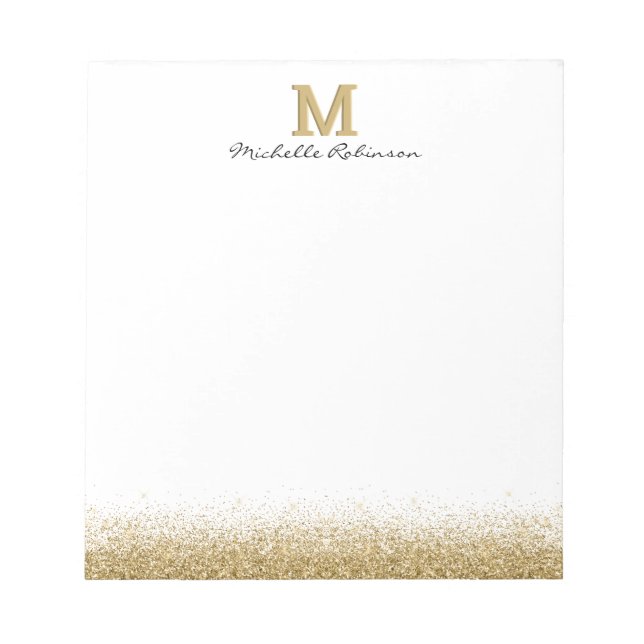 Bloc-note Elegant Gold Glitter Monogram Notepad (Devant)